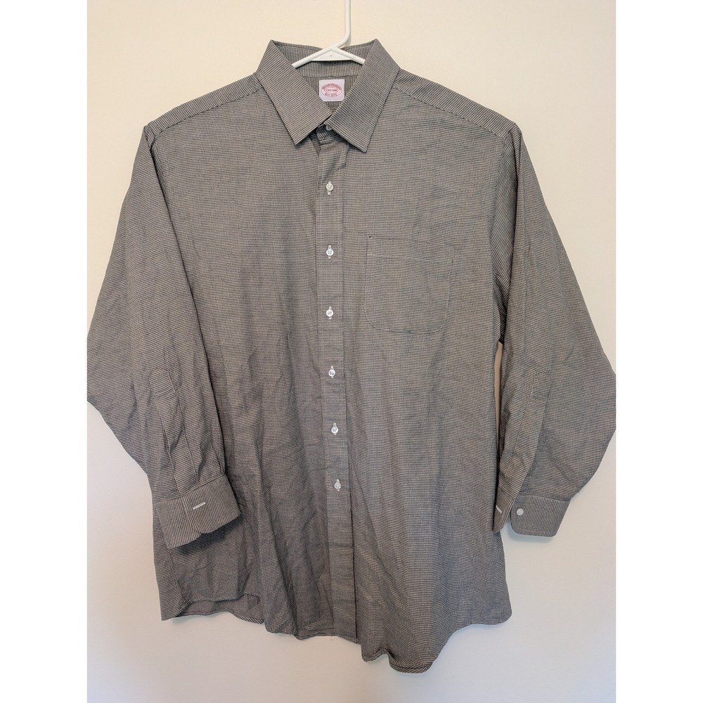 Brooks Brothers Custom Mens 2XL Houndstooth Cotton Button Up Dress Shirt USA